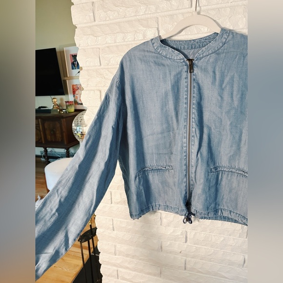 Who What Wear Chambray Bomber Jacket - Picture 2 of 4